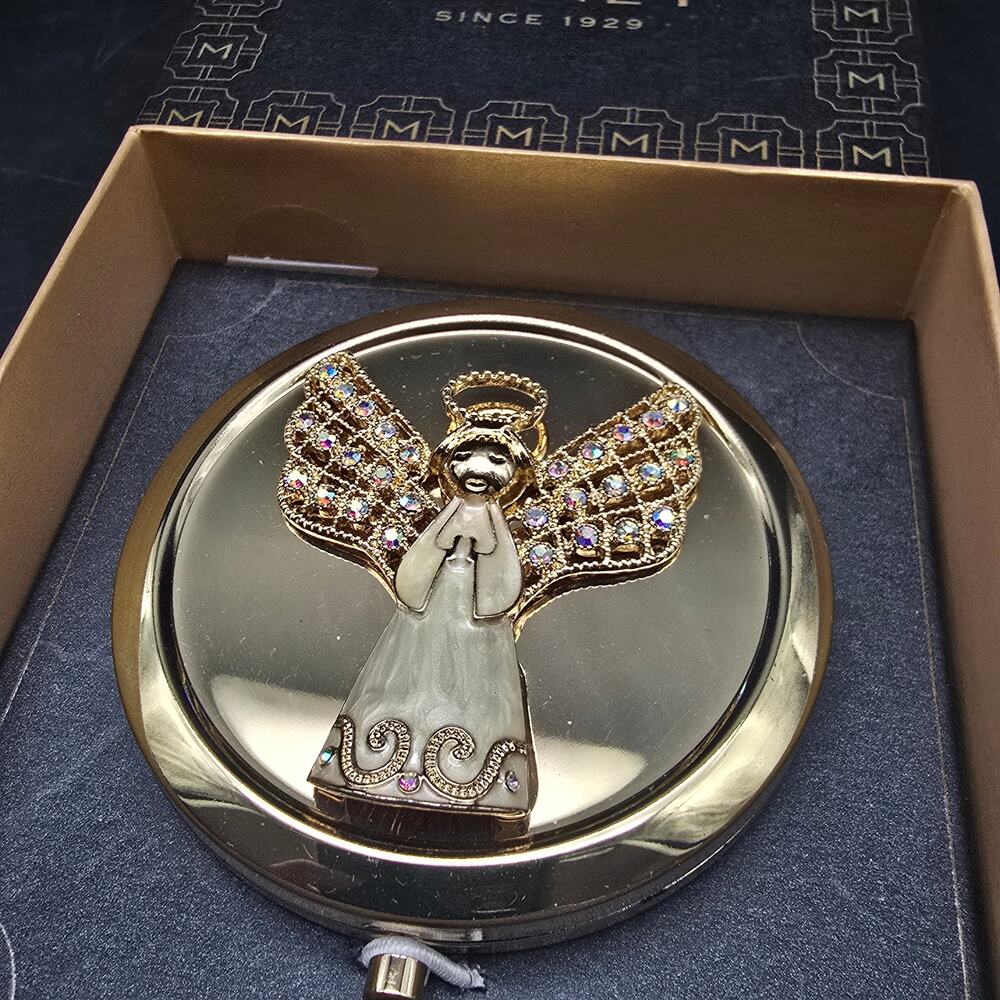 Monet Angel Compact Mirror Rhinestones In Box - Picture 2 of 6
